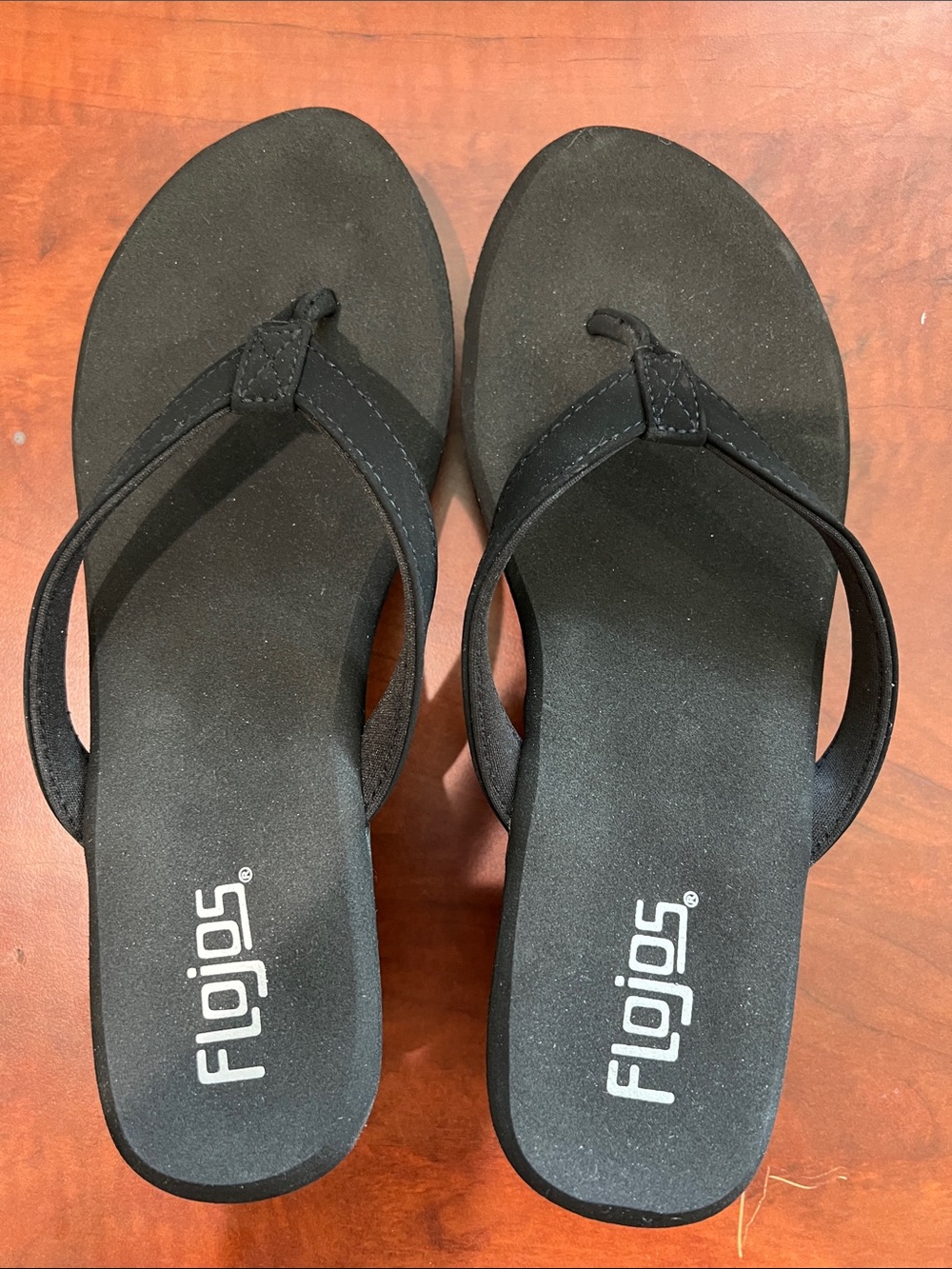 Flojos Black Olivia Women's Wedge Thong Sandals